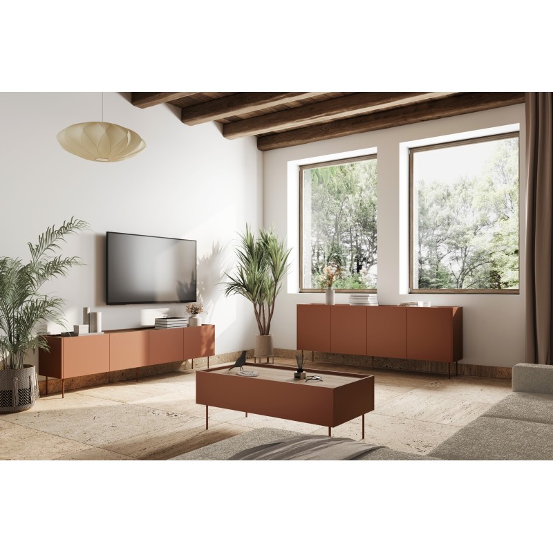 Szafka RTV Desin 220 cm - ceramic red / dąb nagano Szafka RTV Desin 220 cm - ceramic red / dąb nagano