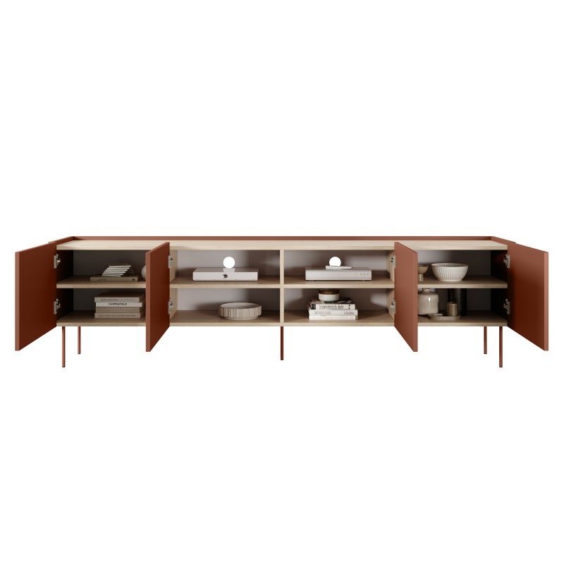 Szafka RTV Desin 220 cm - ceramic red / dąb nagano Szafka RTV Desin 220 cm - ceramic red / dąb nagano