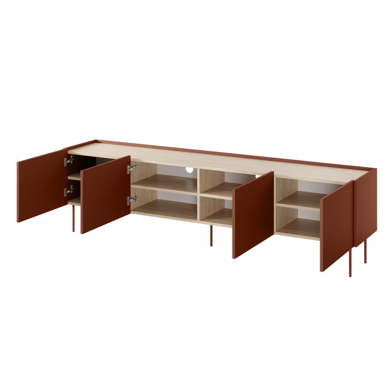 Szafka RTV Desin 220 cm - ceramic red / dąb nagano Szafka RTV Desin 220 cm - ceramic red / dąb nagano