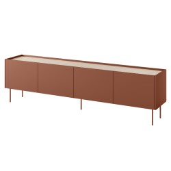 Szafka RTV Desin 220 cm - ceramic red / dąb nagano