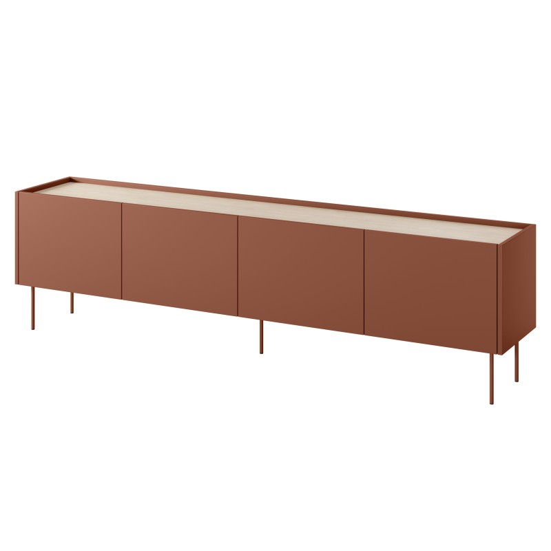 Szafka RTV Desin 220 cm - ceramic red / dąb nagano Szafka RTV Desin 220 cm - ceramic red / dąb nagano