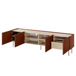 Szafka RTV Desin 220 cm - ceramic red / dąb nagano Szafka RTV Desin 220 cm - ceramic red / dąb nagano