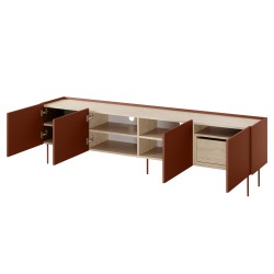 Szafka RTV Desin 220 cm - ceramic red / dąb nagano Szafka RTV Desin 220 cm - ceramic red / dąb nagano