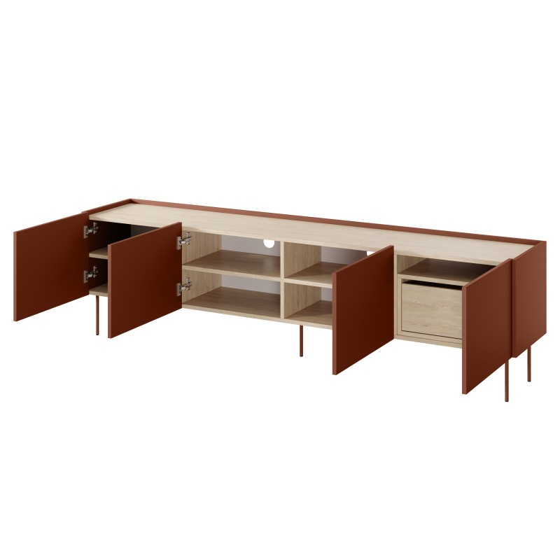 Szafka RTV Desin 220 cm - ceramic red / dąb nagano Szafka RTV Desin 220 cm - ceramic red / dąb nagano