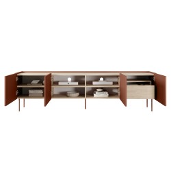 Szafka RTV Desin 220 cm - ceramic red / dąb nagano Szafka RTV Desin 220 cm - ceramic red / dąb nagano