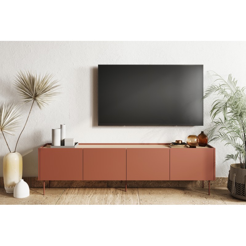 Szafka RTV Desin 220 cm - ceramic red / dąb nagano Szafka RTV Desin 220 cm - ceramic red / dąb nagano