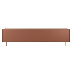 Szafka RTV Desin 220 cm z 2 ukrytymi szufladami - czerwony / ceramic red / dąb nagano Szafka RTV Desin 220 cm z 2 ukrytymi szufladami - czerwony / ceramic red / dąb nagano