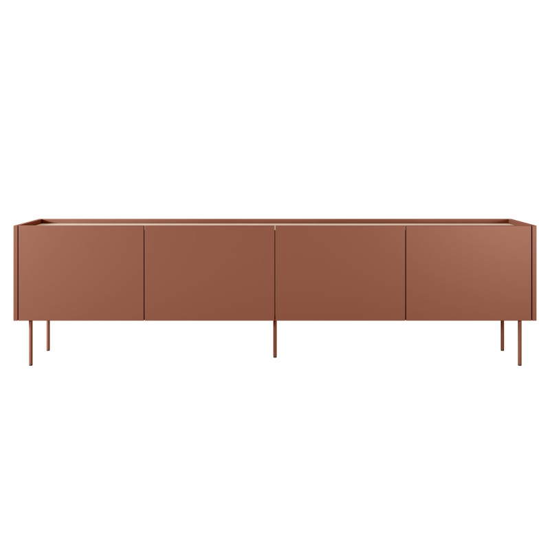 Szafka RTV Desin 220 cm z 2 ukrytymi szufladami - czerwony / ceramic red / dąb nagano Szafka RTV Desin 220 cm z 2 ukrytymi szufladami - czerwony / ceramic red / dąb nagano