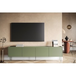 Szafka RTV Desin 220 cm z 2 ukrytymi szufladami - oliwka / dąb nagano Szafka RTV Desin 220 cm z 2 ukrytymi szufladami - oliwka / dąb nagano