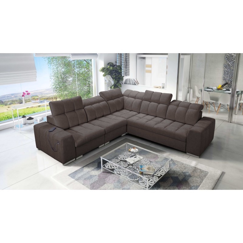 Prisma III corner sofa with sleeping function and USB port – comfort and style in one piece of furniture Prisma III corner sofa with sleeping function and USB port – comfort and style in one piece of furniture