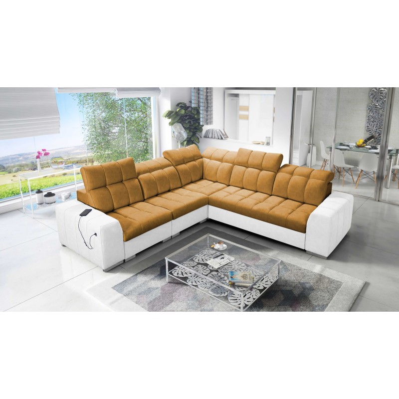 Prisma III corner sofa with sleeping function and USB port – comfort and style in one piece of furniture Prisma III corner sofa with sleeping function and USB port – comfort and style in one piece of furniture
