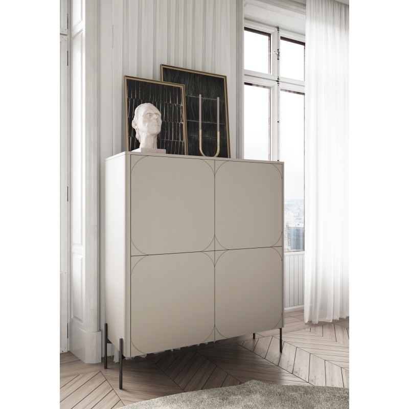 Kredens Sonatia 120 cm dwudrzwiowy z dwoma ukrytymi szufladami - kaszmir Kredens Sonatia 120 cm dwudrzwiowy z dwoma ukrytymi szufladami - kaszmir