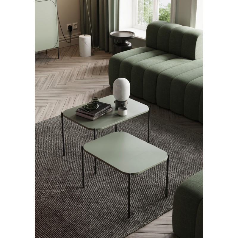Stolik kawowy Sonatia 60 cm prostokątny na metalowych nogach - oliwka Stolik kawowy Sonatia 60 cm prostokątny na metalowych nogach - oliwka