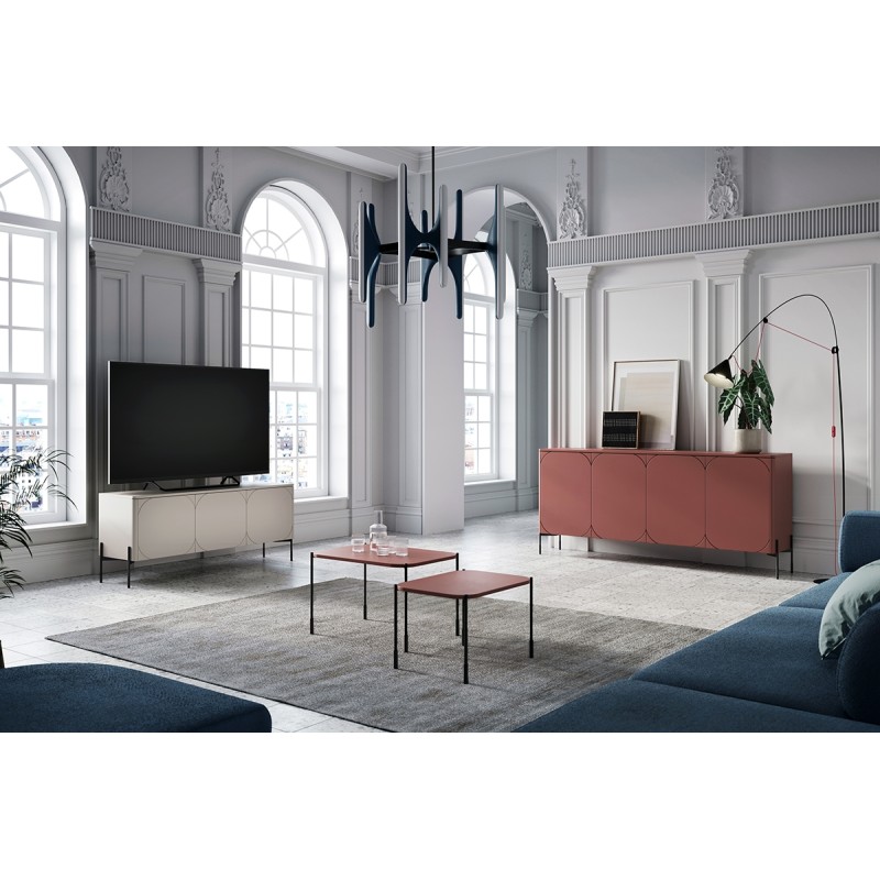 Stolik kawowy Sonatia 70 cm prostokątny na metalowych nogach - burgund Stolik kawowy Sonatia 70 cm prostokątny na metalowych nogach - burgund