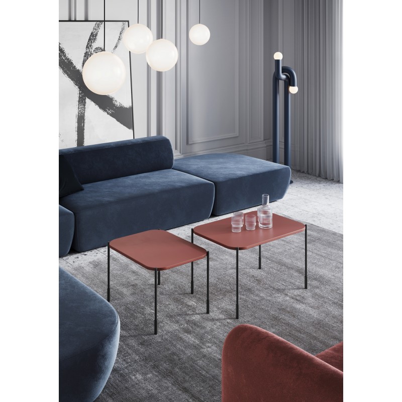 Stolik kawowy Sonatia 70 cm prostokątny na metalowych nogach - burgund Stolik kawowy Sonatia 70 cm prostokątny na metalowych nogach - burgund
