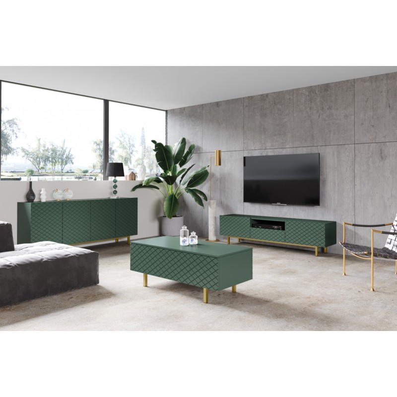 Stolik kawowy Scalia II 120 2K ze schowkiem - labrador mat / złote nogi - Limitowana oferta Stolik kawowy Scalia II 120 2K ze schowkiem - labrador mat / złote nogi - Limitowana oferta