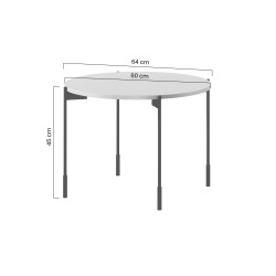 Stolik kawowy Sonatia 60 cm okrągły na metalowych nogach - kaszmir Stolik kawowy Sonatia 60 cm okrągły na metalowych nogach - kaszmir