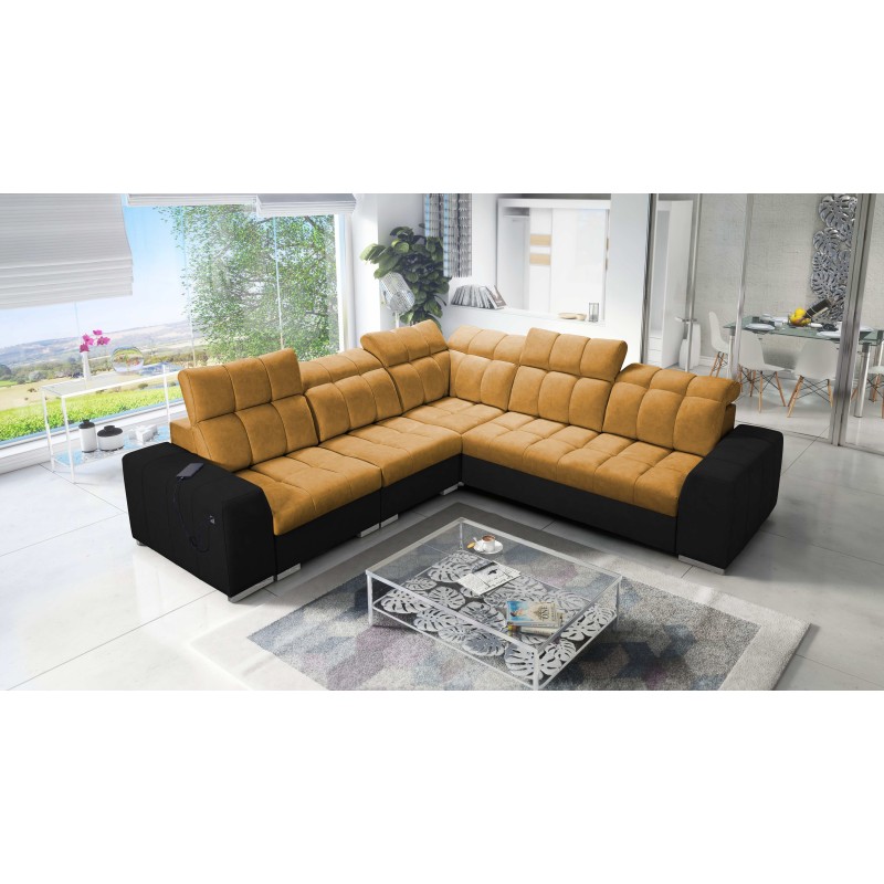 Prisma III corner sofa with sleeping function and USB port – comfort and style in one piece of furniture Prisma III corner sofa with sleeping function and USB port – comfort and style in one piece of furniture