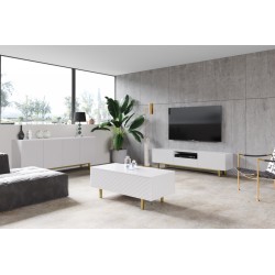 Stolik kawowy Scalia II 120 2K ze schowkiem - biały mat / złote nogi - Limitowana oferta Stolik kawowy Scalia II 120 2K ze schowkiem - biały mat / złote nogi - Limitowana oferta