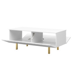 Stolik kawowy Scalia II 120 2K ze schowkiem - biały mat / złote nogi - Limitowana oferta Stolik kawowy Scalia II 120 2K ze schowkiem - biały mat / złote nogi - Limitowana oferta