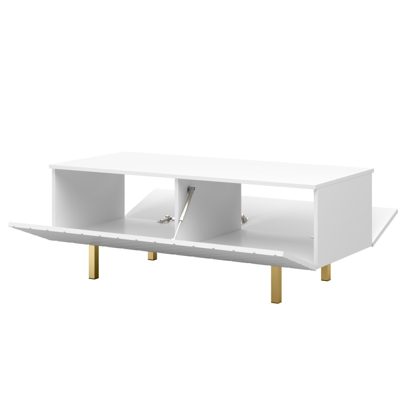 Stolik kawowy Scalia II 120 2K ze schowkiem - biały mat / złote nogi - Limitowana oferta Stolik kawowy Scalia II 120 2K ze schowkiem - biały mat / złote nogi - Limitowana oferta