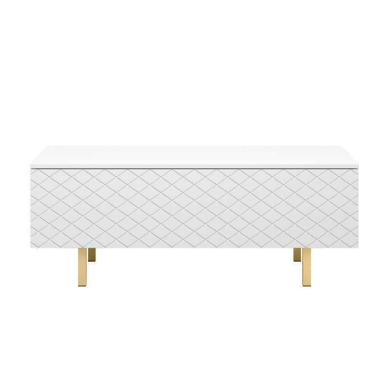 Stolik kawowy Scalia II 120 2K ze schowkiem - biały mat / złote nogi - Limitowana oferta Stolik kawowy Scalia II 120 2K ze schowkiem - biały mat / złote nogi - Limitowana oferta