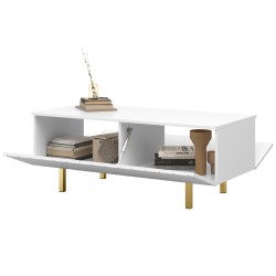 Stolik kawowy Scalia II 120 2K ze schowkiem - biały mat / złote nogi - Limitowana oferta Stolik kawowy Scalia II 120 2K ze schowkiem - biały mat / złote nogi - Limitowana oferta