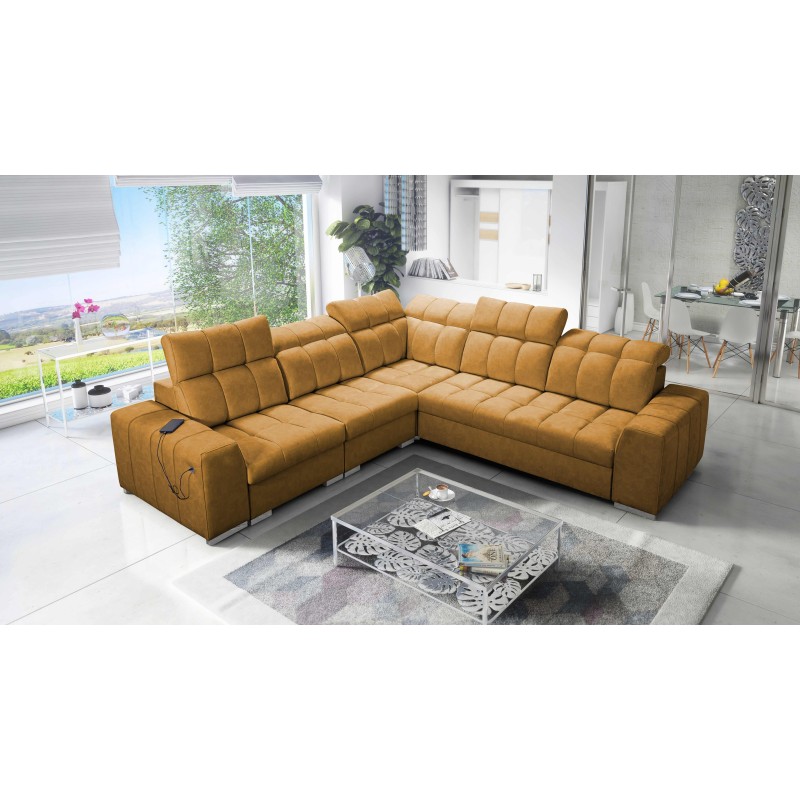 Prisma III corner sofa with sleeping function and USB port – comfort and style in one piece of furniture Prisma III corner sofa with sleeping function and USB port – comfort and style in one piece of furniture