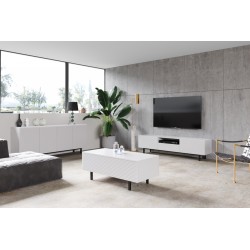 Stolik kawowy Scalia II 120 2K ze schowkiem - biały mat / czarne nogi - Limitowana oferta Stolik kawowy Scalia II 120 2K ze schowkiem - biały mat / czarne nogi - Limitowana oferta
