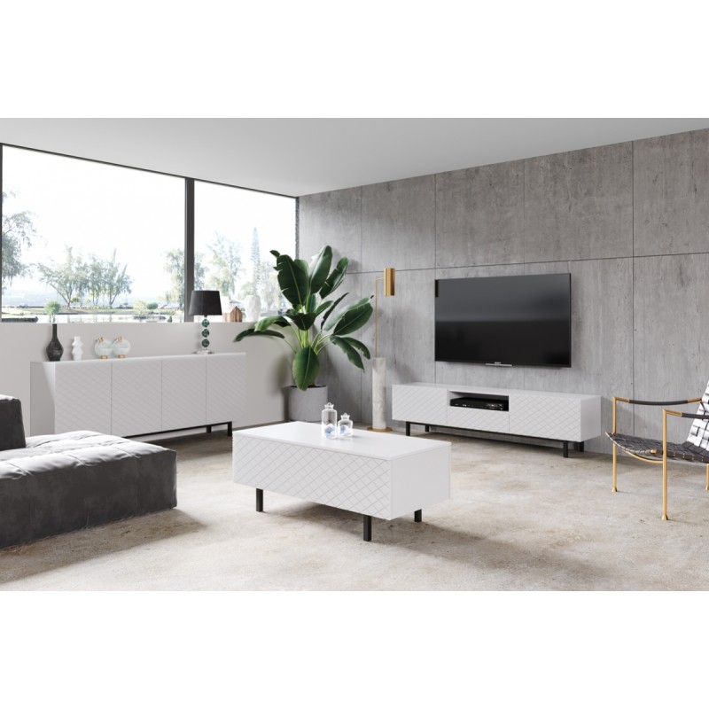 Stolik kawowy Scalia II 120 2K ze schowkiem - biały mat / czarne nogi - Limitowana oferta Stolik kawowy Scalia II 120 2K ze schowkiem - biały mat / czarne nogi - Limitowana oferta