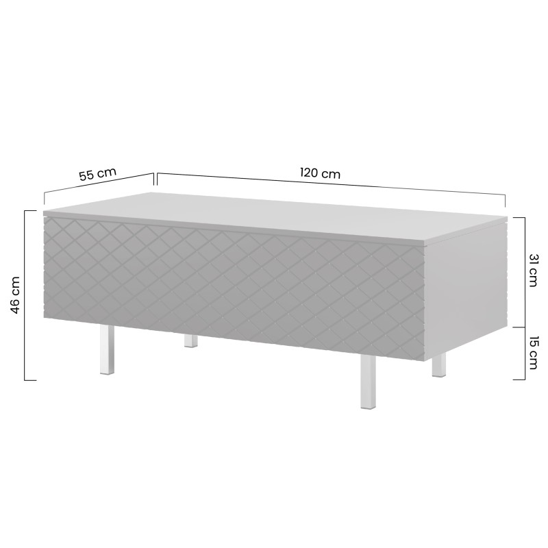 Stolik kawowy Scalia II 120 2K ze schowkiem - biały mat / czarne nogi - Limitowana oferta Stolik kawowy Scalia II 120 2K ze schowkiem - biały mat / czarne nogi - Limitowana oferta
