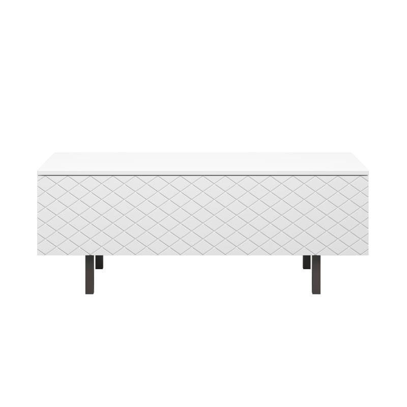 Stolik kawowy Scalia II 120 2K ze schowkiem - biały mat / czarne nogi - Limitowana oferta Stolik kawowy Scalia II 120 2K ze schowkiem - biały mat / czarne nogi - Limitowana oferta