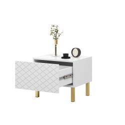 Zestaw szafka nocna stolik Scalia II 50 1SZ 2 szt. - biały mat / złote nogi - Limitowana oferta Zestaw szafka nocna stolik Scalia II 50 1SZ 2 szt. - biały mat / złote nogi - Limitowana oferta