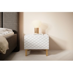 Zestaw szafka nocna stolik Scalia II 50 1SZ 2 szt. - biały mat / złote nogi - Limitowana oferta Zestaw szafka nocna stolik Scalia II 50 1SZ 2 szt. - biały mat / złote nogi - Limitowana oferta