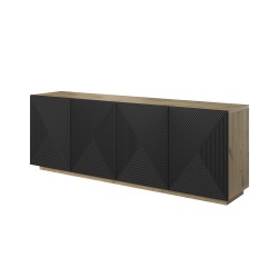 Komoda Asha 200 cm z ryflowanym frontem - czarny mat