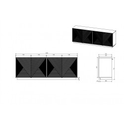 Komoda Asha 200 cm z ryflowanym frontem - czarny mat Komoda Asha 200 cm z ryflowanym frontem - czarny mat