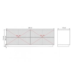 Komoda Asha 200 cm z ryflowanym frontem - czarny mat Komoda Asha 200 cm z ryflowanym frontem - czarny mat