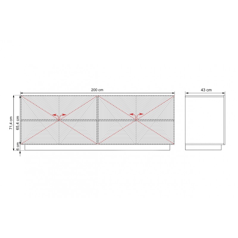 Komoda Asha 200 cm z ryflowanym frontem - czarny mat Komoda Asha 200 cm z ryflowanym frontem - czarny mat
