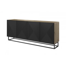 Komoda Asha 200 cm - czarny mat, styl industrialny