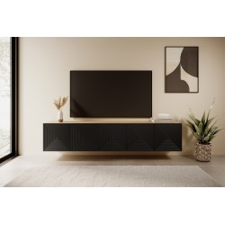 Szafka RTV wisząca Asha 200 cm - czarny mat Szafka RTV wisząca Asha 200 cm - czarny mat