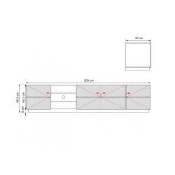 Szafka RTV Asha 200 cm z ryflowanym frontem i wnęką - artisan / czarny mat Szafka RTV Asha 200 cm z ryflowanym frontem i wnęką - artisan / czarny mat