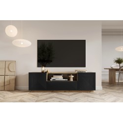 Szafka RTV Asha 167 cm z szufladą i wnęką - artisan / czarny mat Szafka RTV Asha 167 cm z szufladą i wnęką - artisan / czarny mat