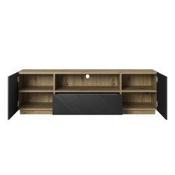 Szafka RTV Asha 167 cm z szufladą i wnęką - artisan / czarny mat Szafka RTV Asha 167 cm z szufladą i wnęką - artisan / czarny mat