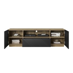 Szafka RTV Asha 167 cm z szufladą i wnęką - artisan / czarny mat Szafka RTV Asha 167 cm z szufladą i wnęką - artisan / czarny mat