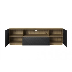 Szafka RTV Asha 167 cm z szufladą i wnęką - artisan / czarny mat Szafka RTV Asha 167 cm z szufladą i wnęką - artisan / czarny mat