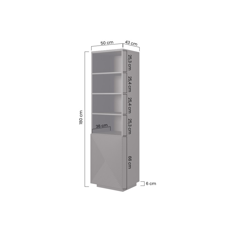 Regał Asha 50 cm z ryflowanym frontem - biały mat Regał Asha 50 cm z ryflowanym frontem - biały mat