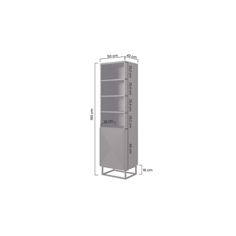 Regał Asha na metalowych nogach 50 cm - biały połysk Regał Asha na metalowych nogach 50 cm - biały połysk