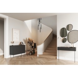 Konsola / toaletka Desin z szufladami i metalowymi nogami 100 cm - czarny mat / dąb nagano Konsola / toaletka Desin z szufladami i metalowymi nogami 100 cm - czarny mat / dąb nagano