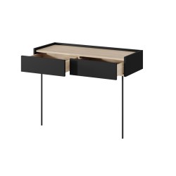 Konsola / toaletka Desin z szufladami i metalowymi nogami 100 cm - czarny mat / dąb nagano Konsola / toaletka Desin z szufladami i metalowymi nogami 100 cm - czarny mat / dąb nagano