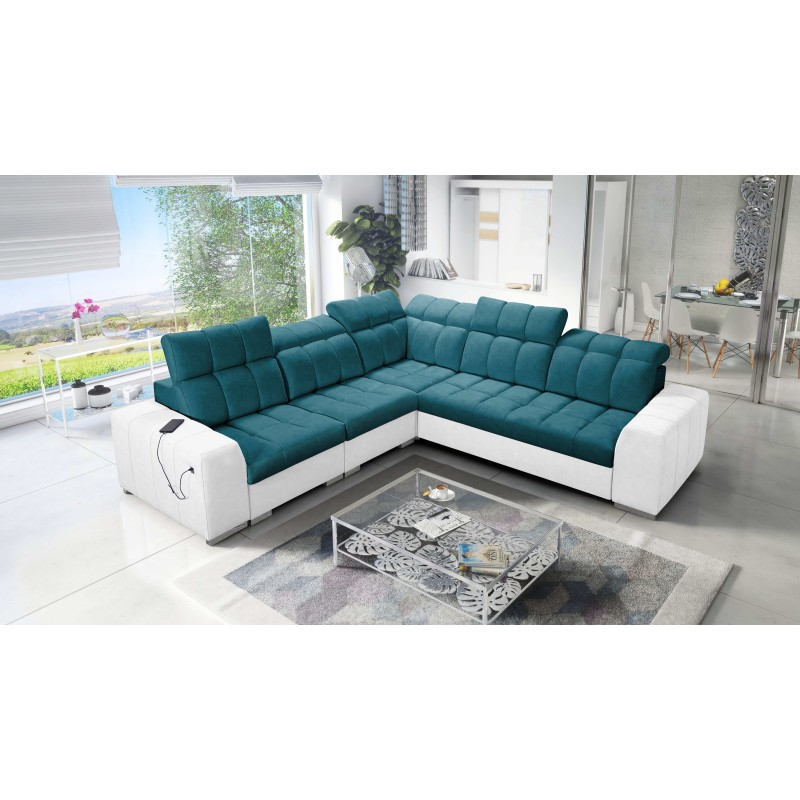 Prisma III corner sofa with sleeping function and USB port – comfort and style in one piece of furniture Prisma III corner sofa with sleeping function and USB port – comfort and style in one piece of furniture